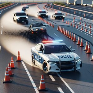 Police car pursuit training.