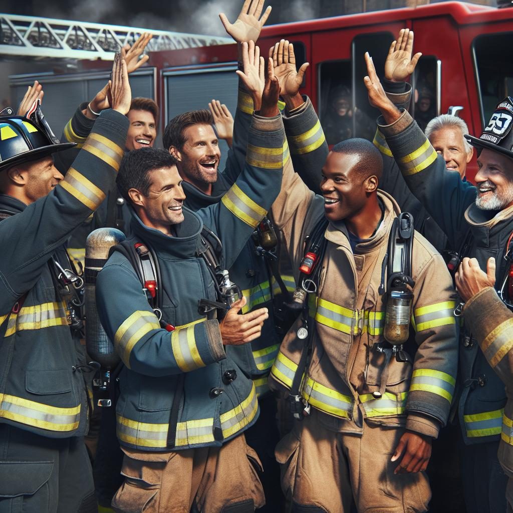 Firefighters Celebrating Progress