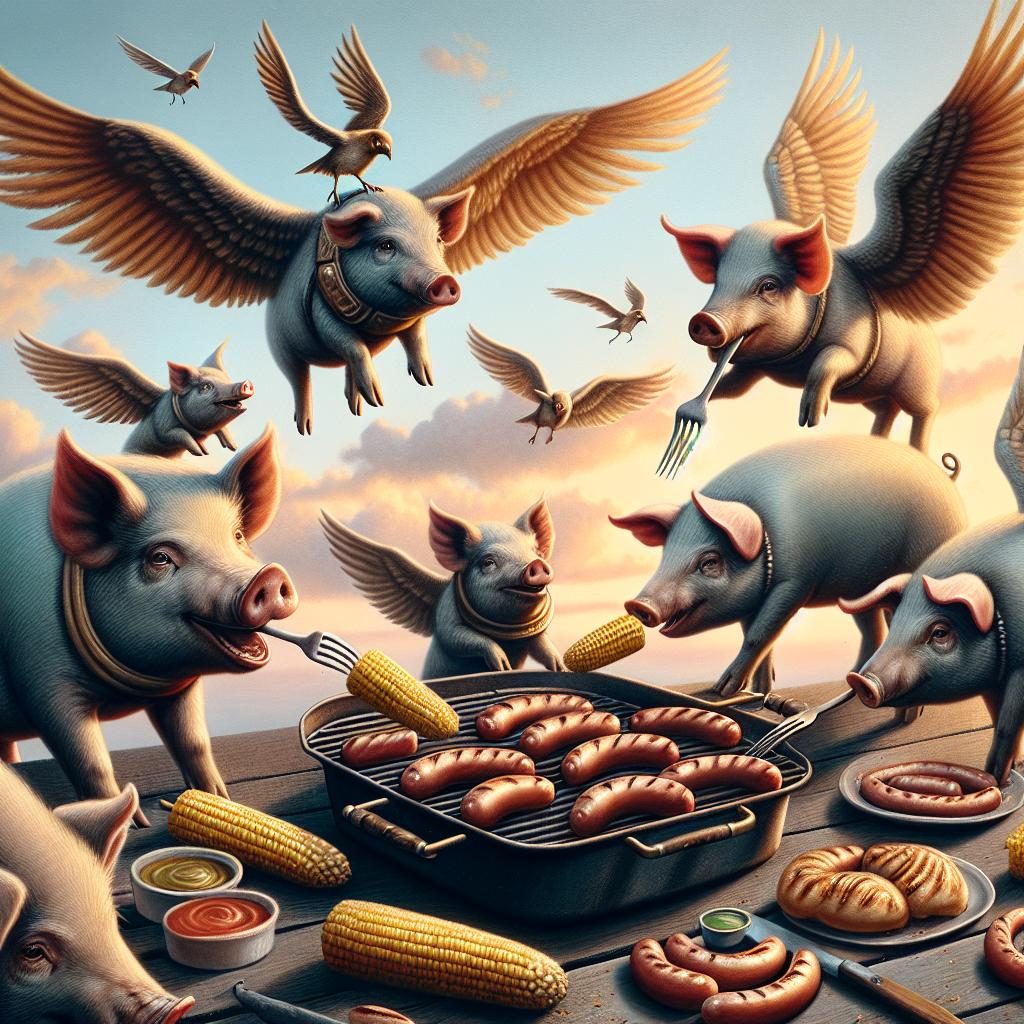 "Flying pigs BBQ feast"