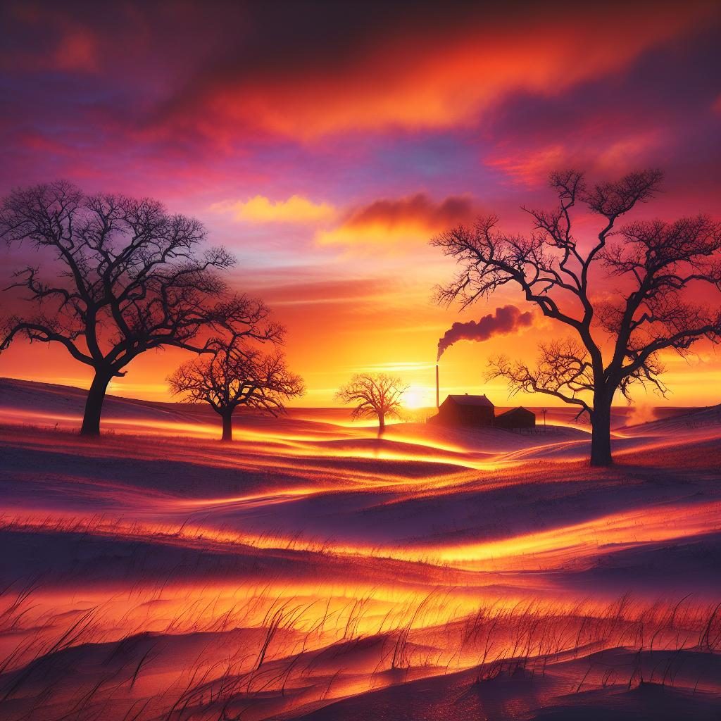 Texas winter landscape sunset.