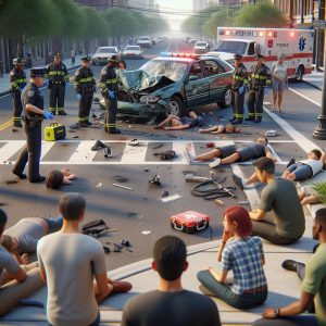 Pedestrian accident aftermath concept