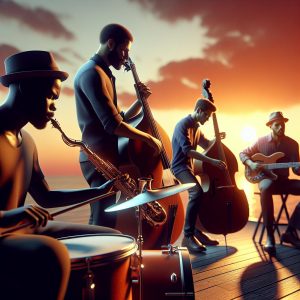 Jazz musicians at sunset