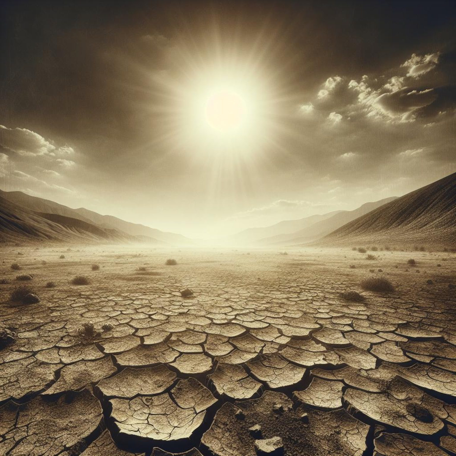 Scorched earth under sun.