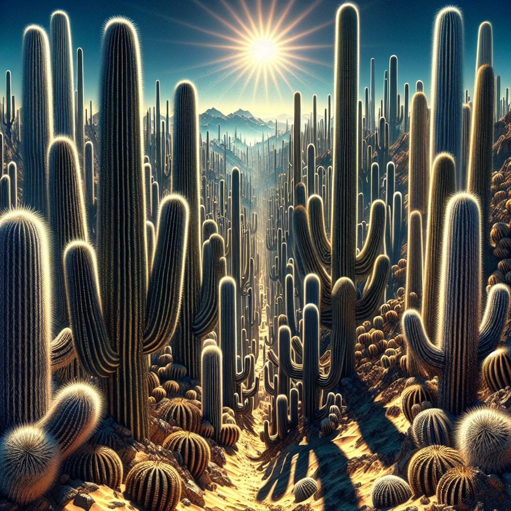 Desert cactus under sun.