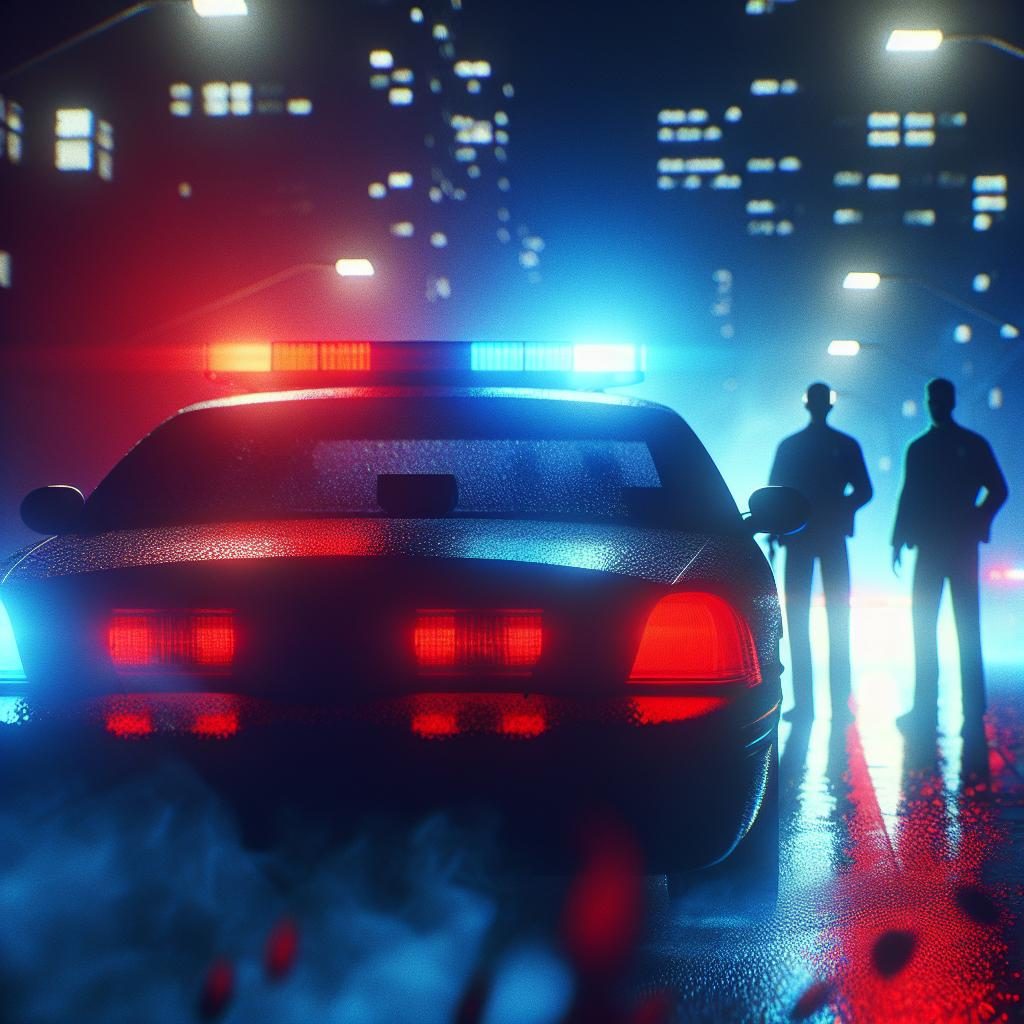 Police lights at night