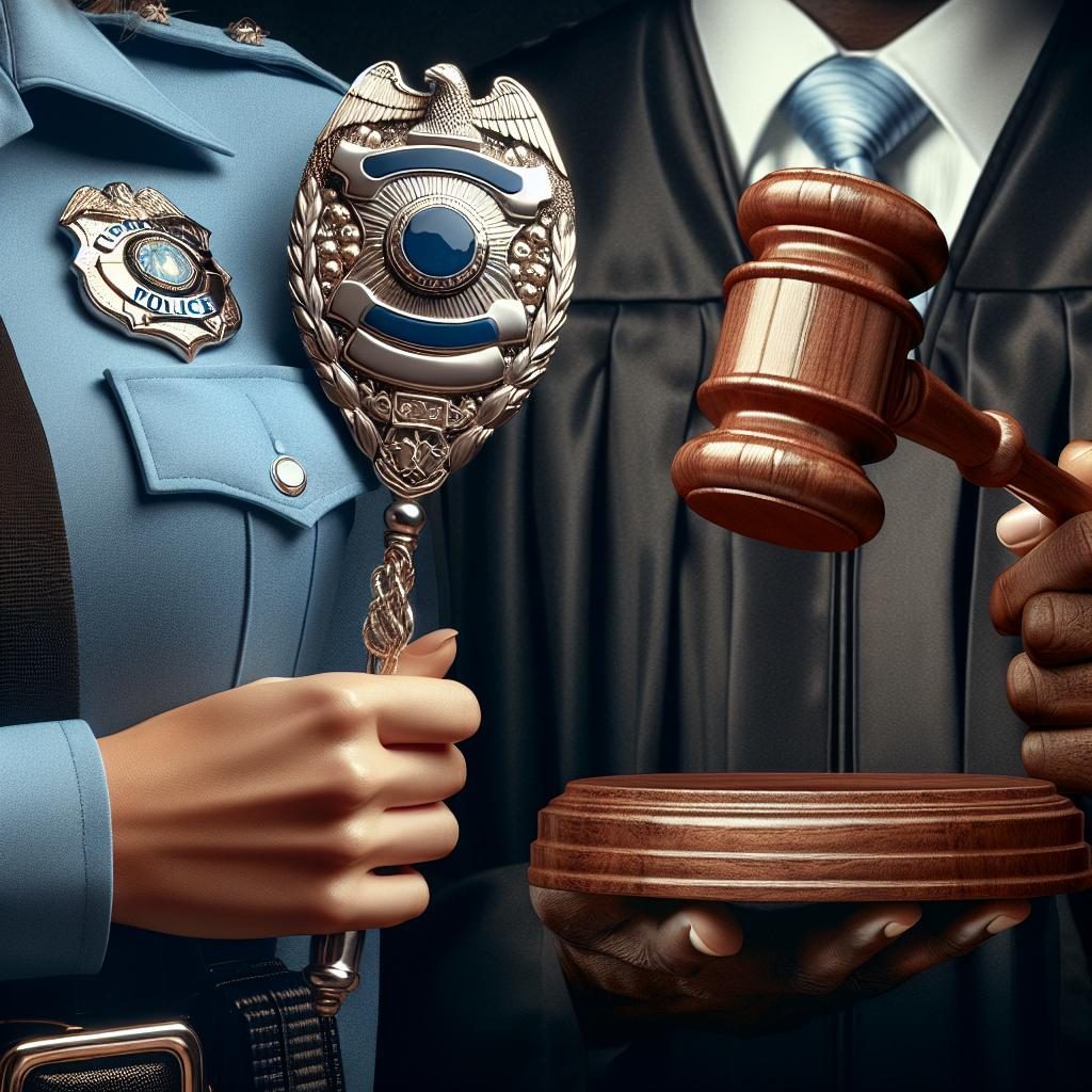 Police badge and gavel