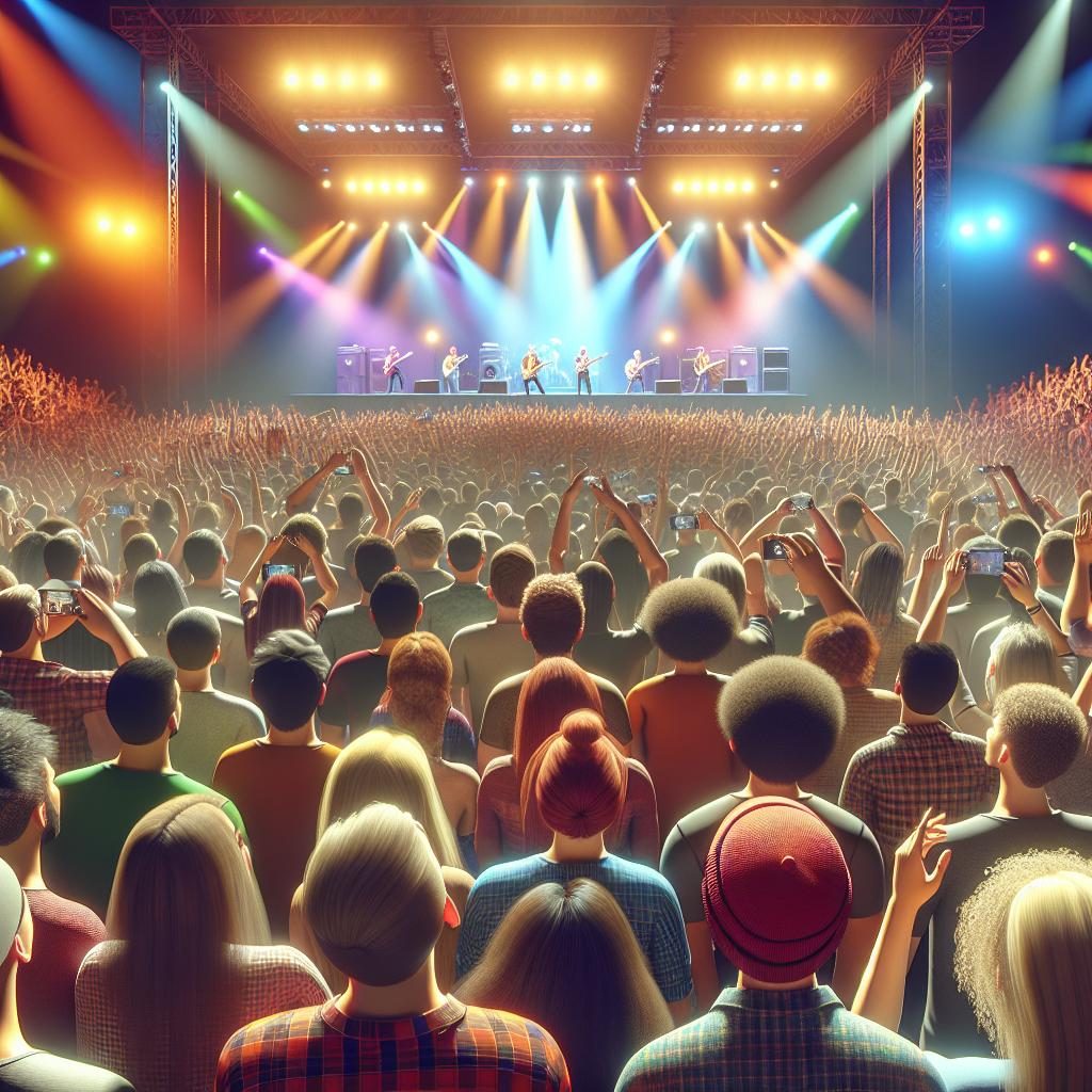 Colorful concert crowd