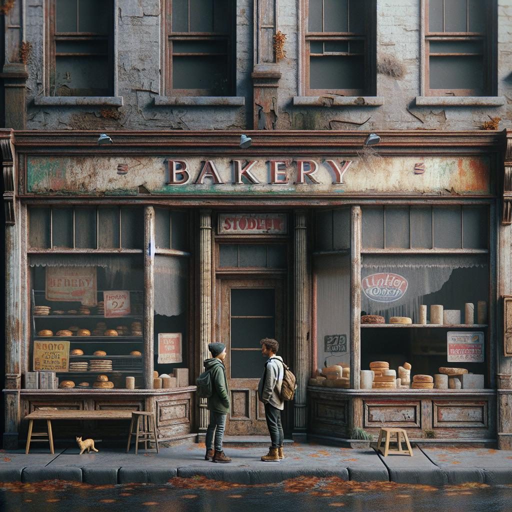 Abandoned bakery storefront