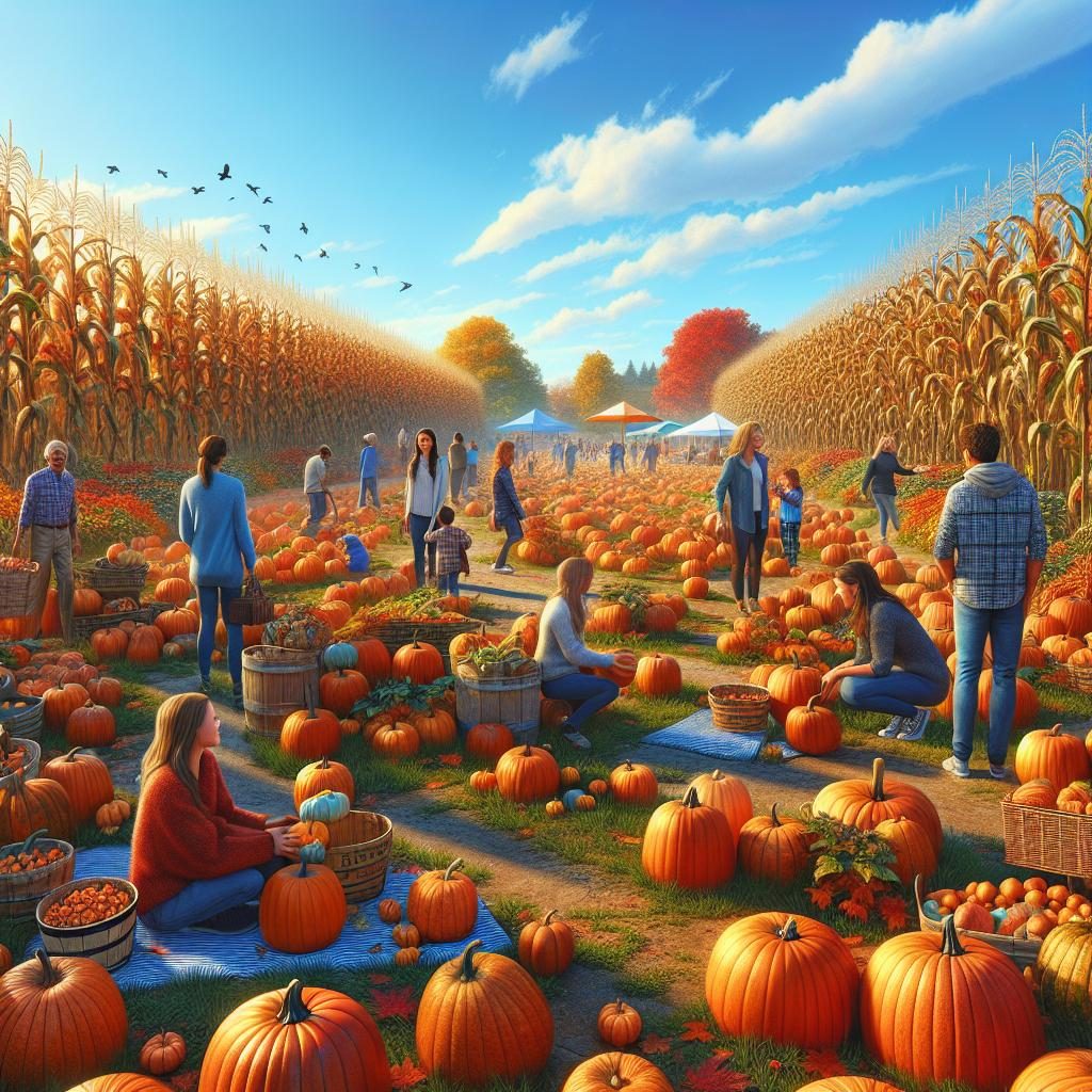 Colorful pumpkin patch