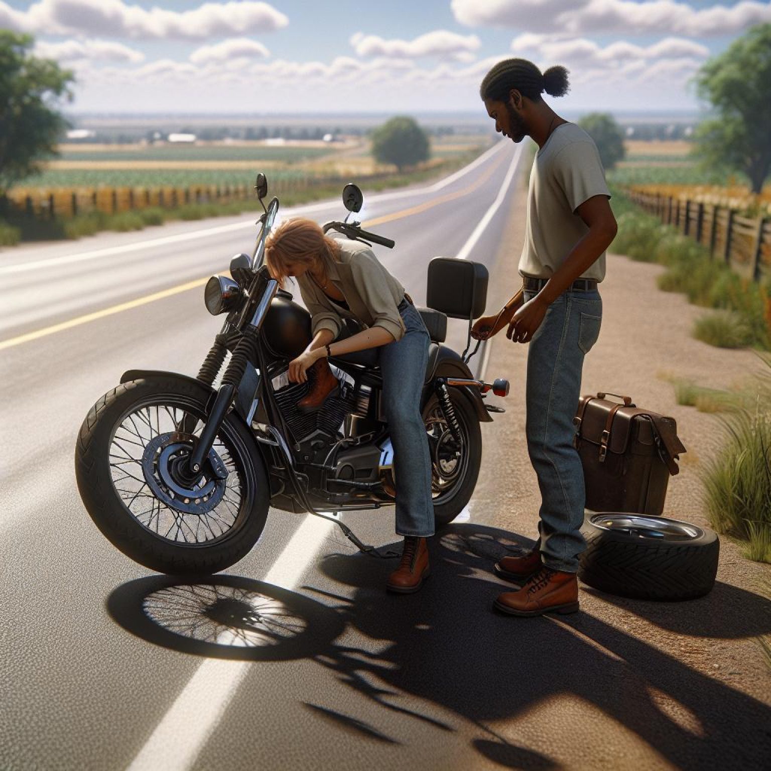 Motorcycle on roadside