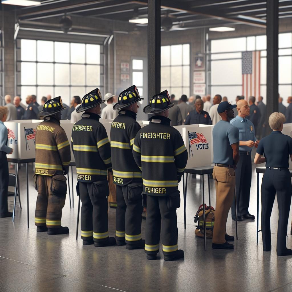 Firefighters at Polling Place