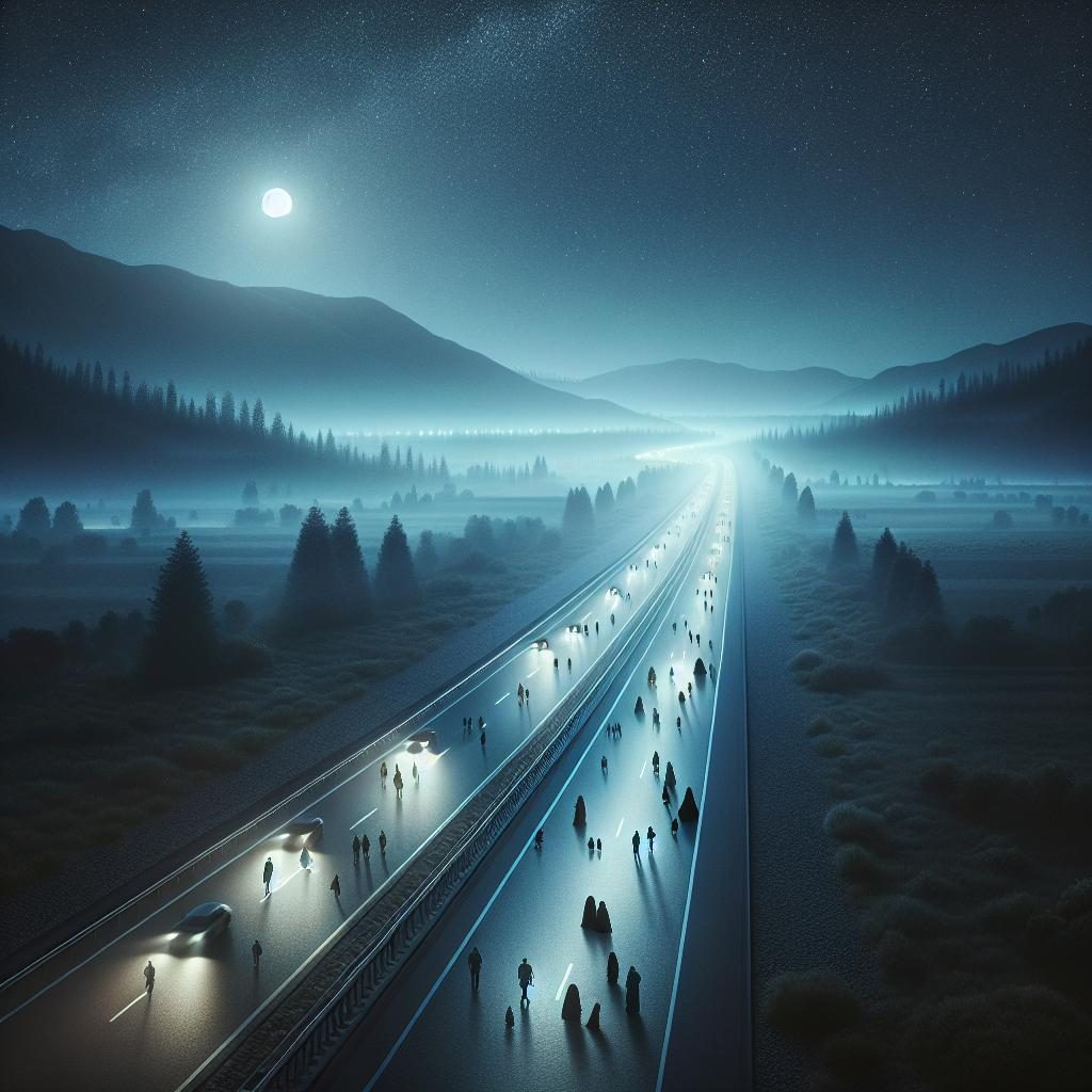 Solemn Highway Night Scene