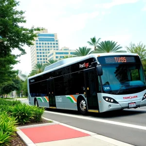 ART bus on a dedicated lane in San Antonio