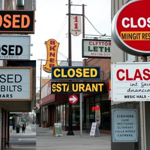 Closed restaurant signs in San Antonio