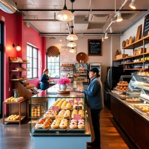 Interior of Comadre Panadería with colorful pastries