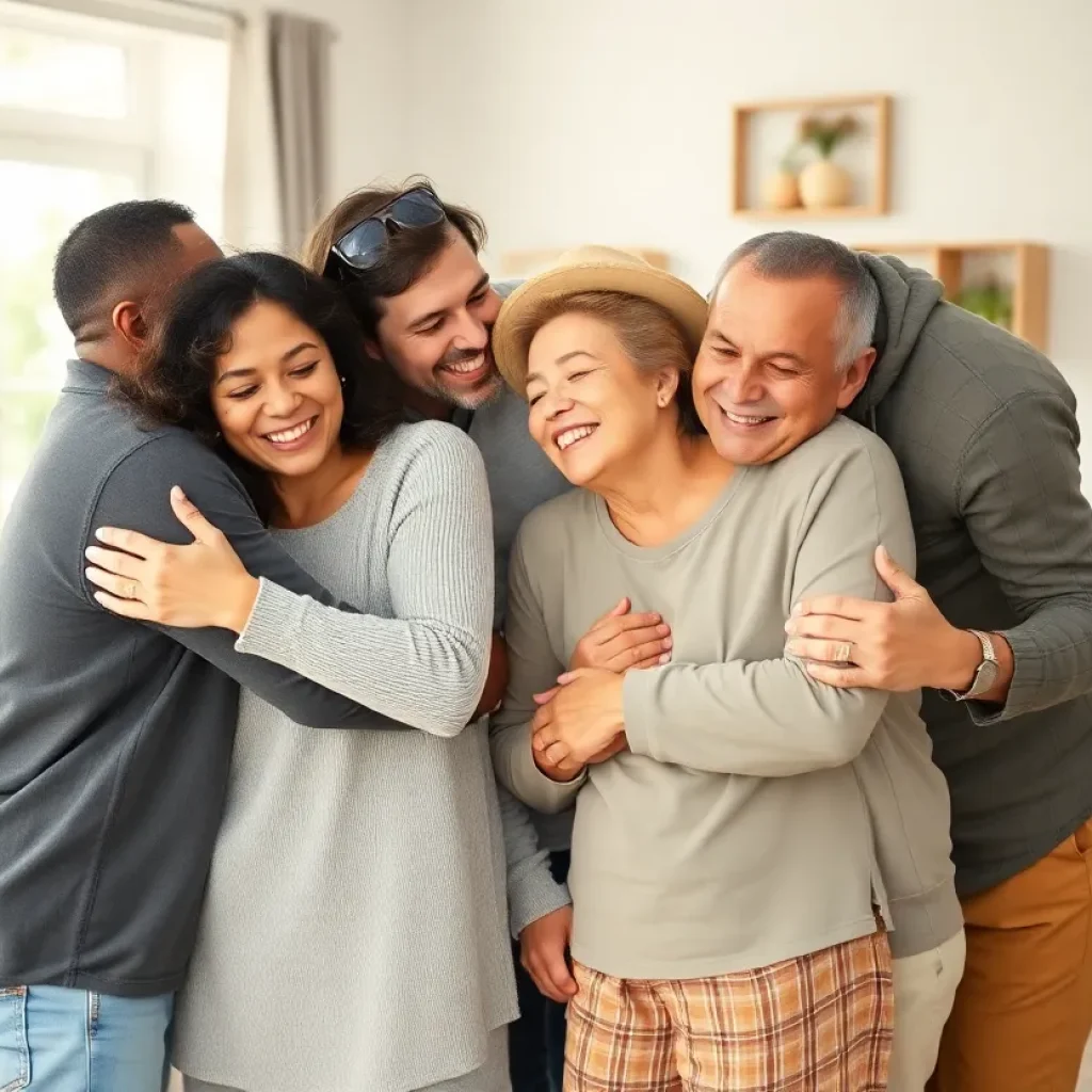 Family members celebrating together in relief after Miyah Gonzalez is found safe.