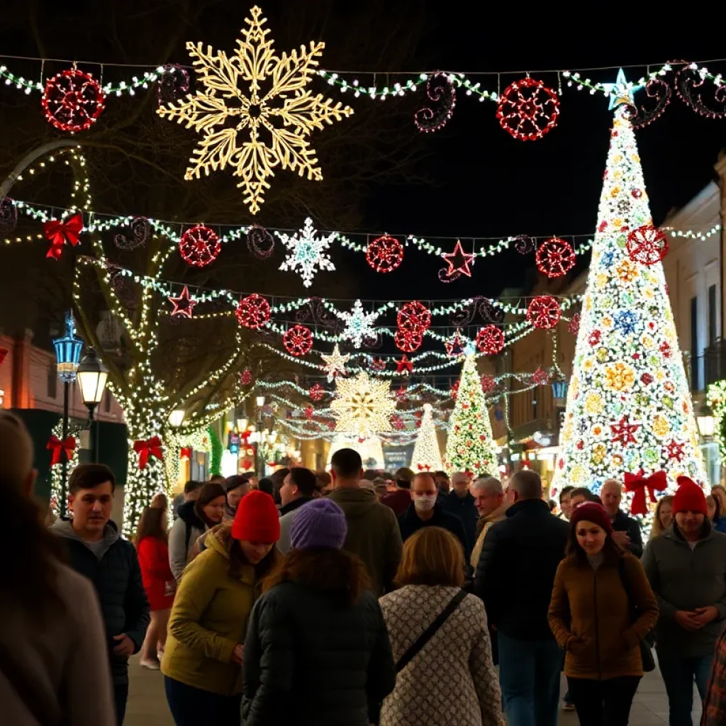 Families enjoying holiday festivities in San Antonio