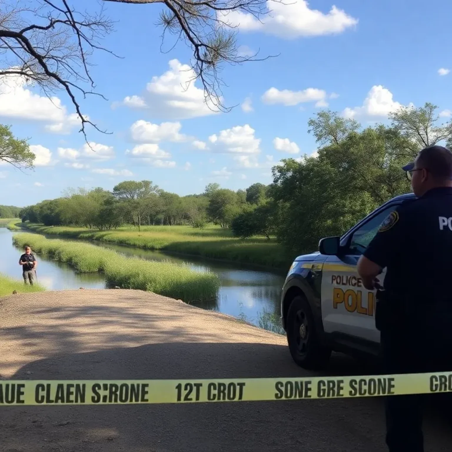 Police investigating a scene by the San Jacinto Bridge in San Antonio