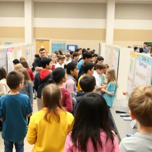 Students showcasing science projects at Lincoln High School Science Fair