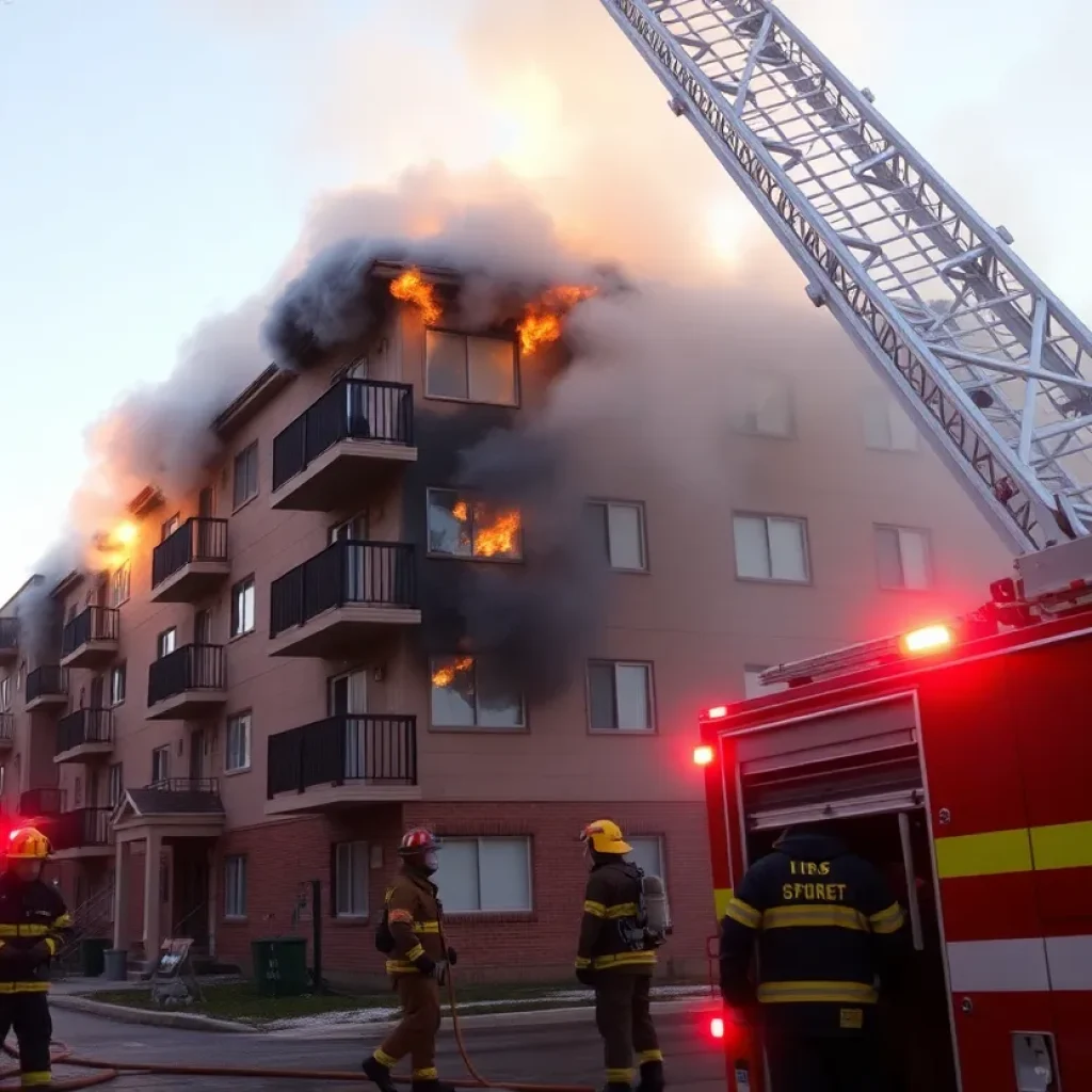 Firefighters responding to an apartment complex fire in Live Oak