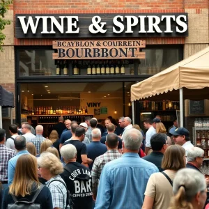 Crowd camping outside Spec's Wines for bourbon release