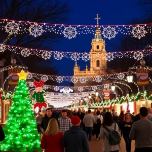 Families enjoying free Christmas events in San Antonio