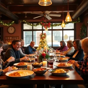 Diners enjoying comfort food in a warm restaurant setting in San Antonio