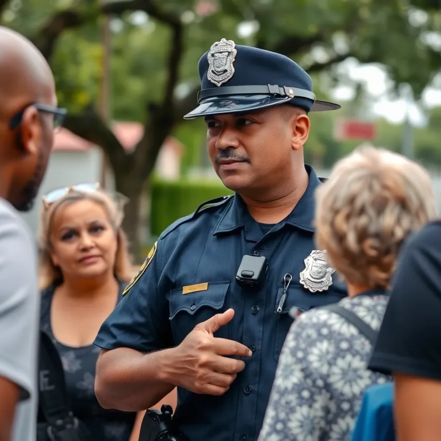 Police officer engaging with community in San Antonio