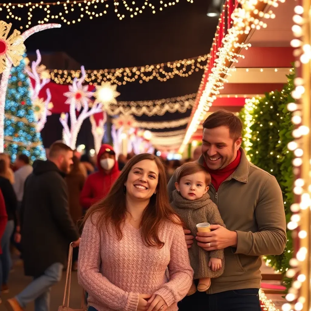 Families enjoying festive events in San Antonio during the holidays