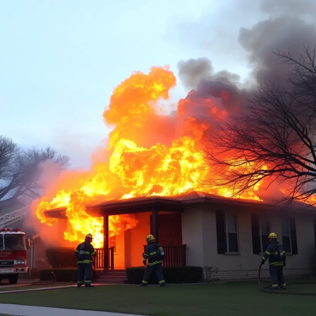 Major fire engulfing a house in San Antonio