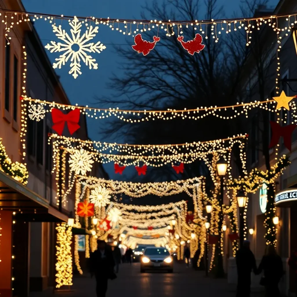 Festive decorations and lights in San Antonio during the holiday season