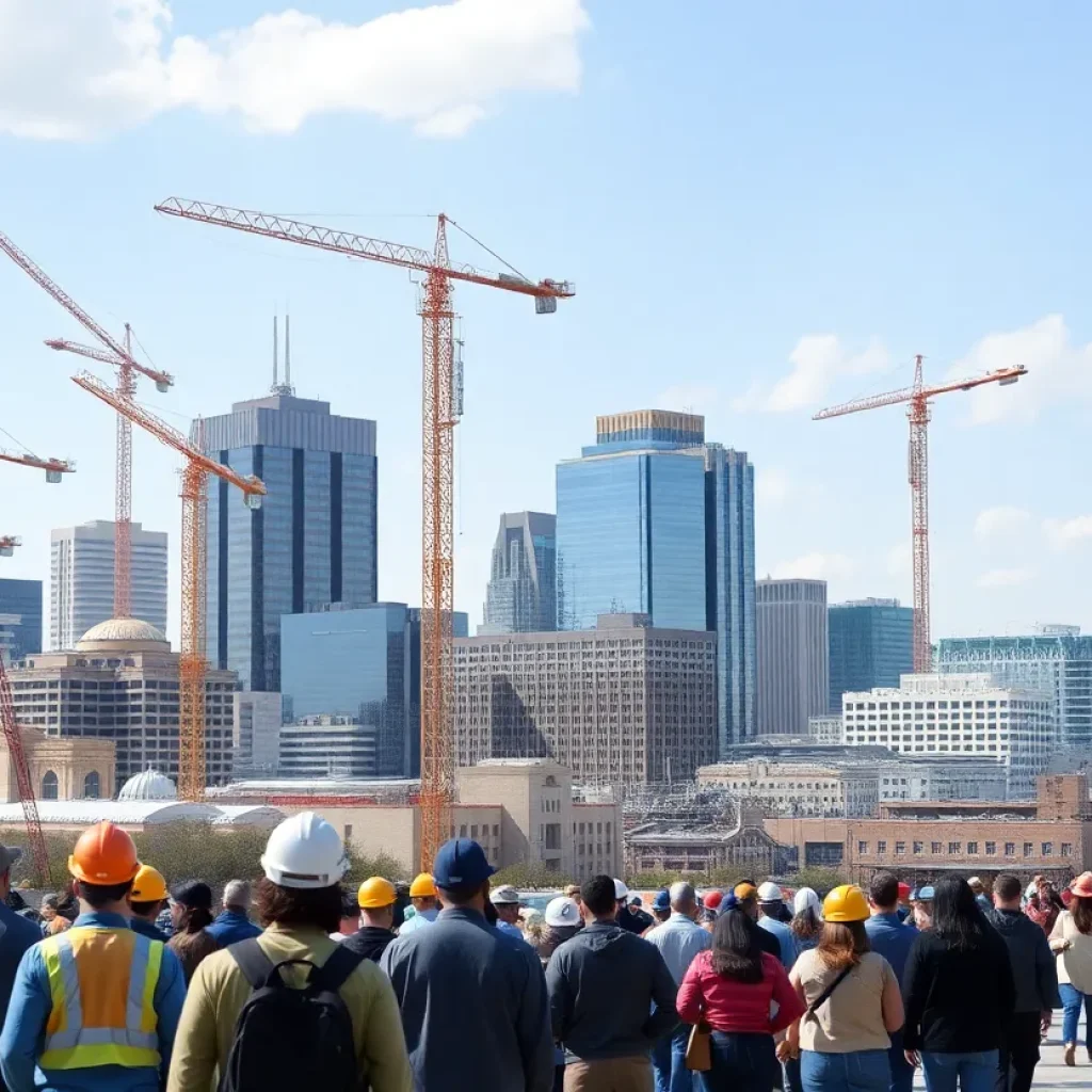 San Antonio skyline with elements representing job growth