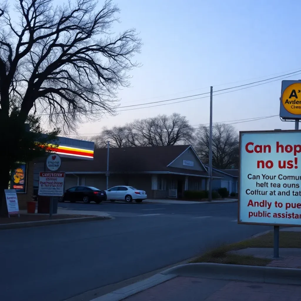 Neighborhood street in San Antonio with convenience store