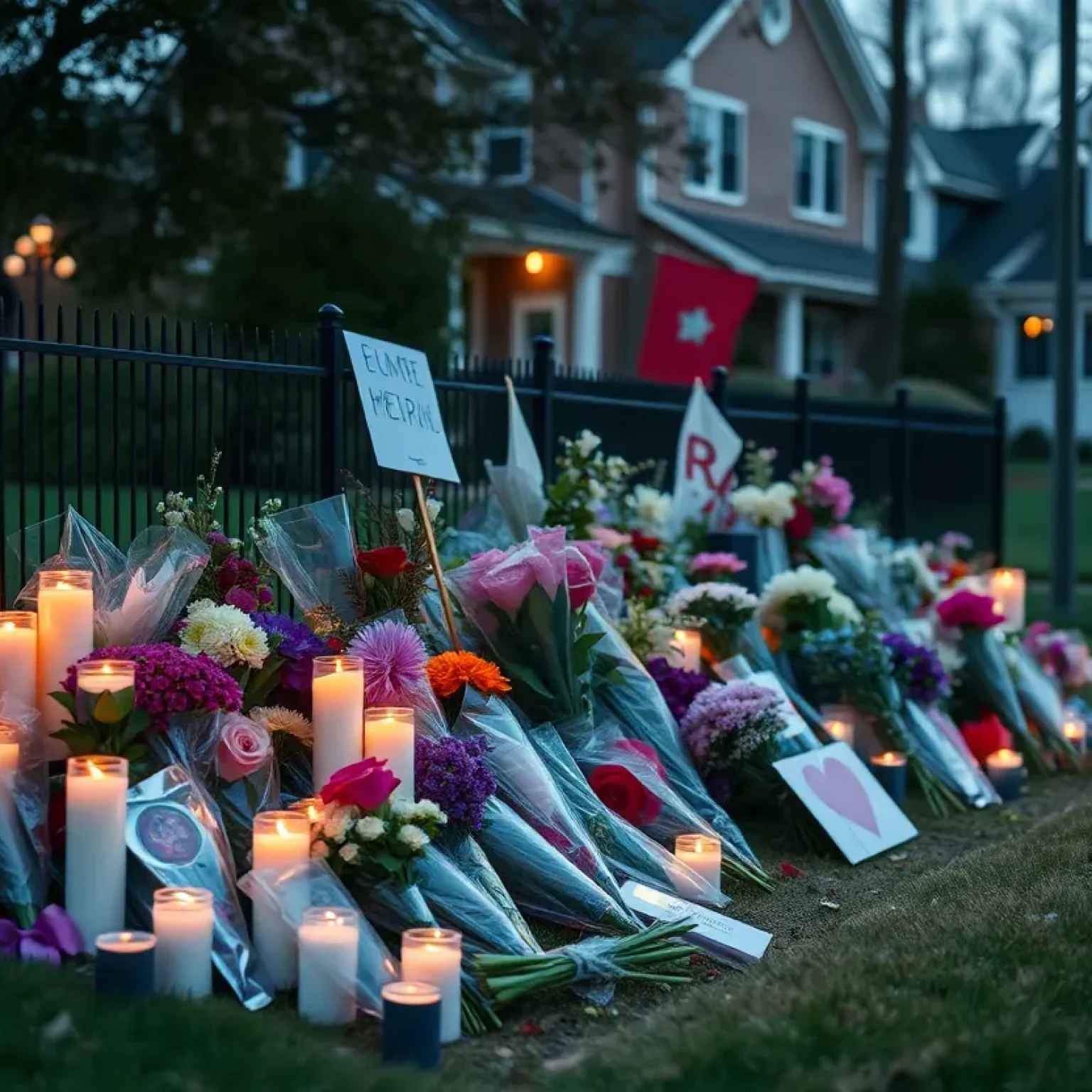 Memorial with candles and flowers for shooting victims in San Antonio