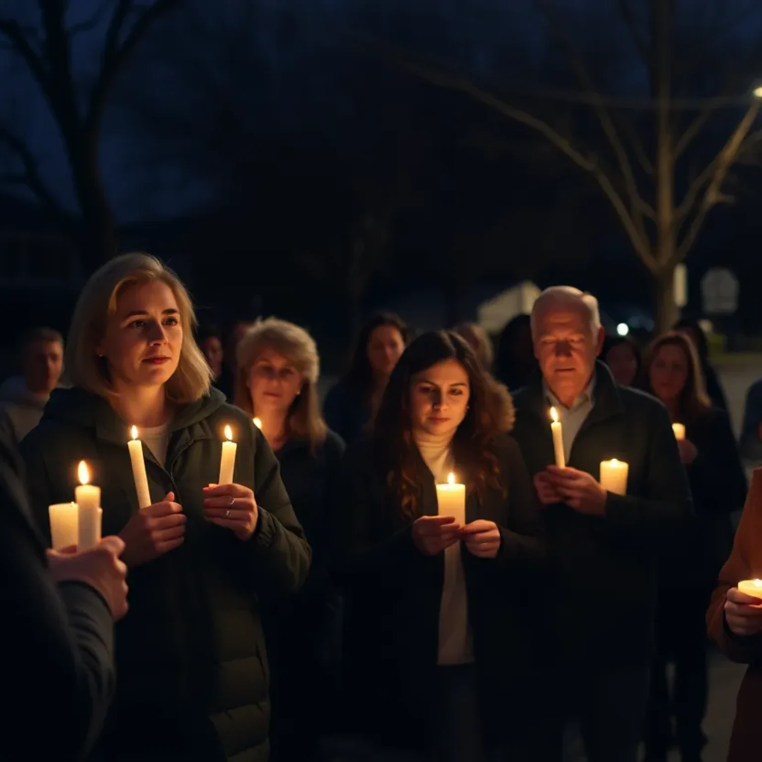 Community members gather for a vigil in San Antonio, holding candles and remembrances.