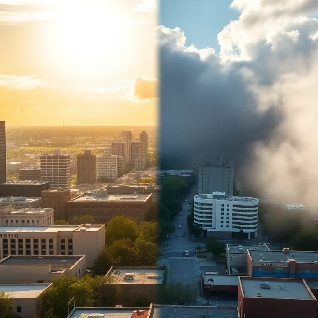 Scenic view of San Antonio illustrating temperature changes