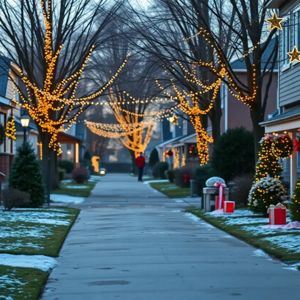 Holiday decorations in a residential area in San Antonio