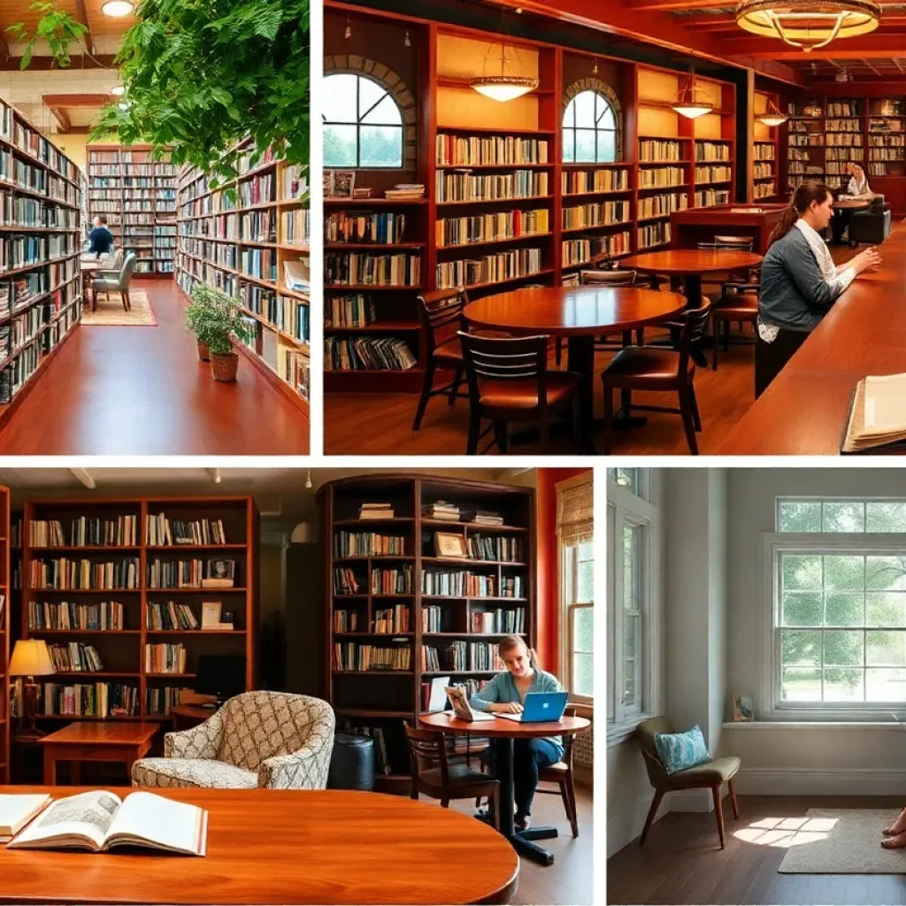 A collection of study spots in San Antonio featuring libraries and coffee shops.