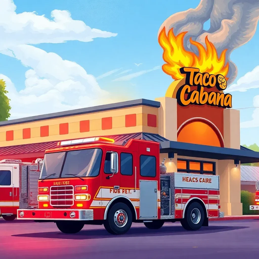 Fire trucks responding to Taco Cabana fire in San Antonio