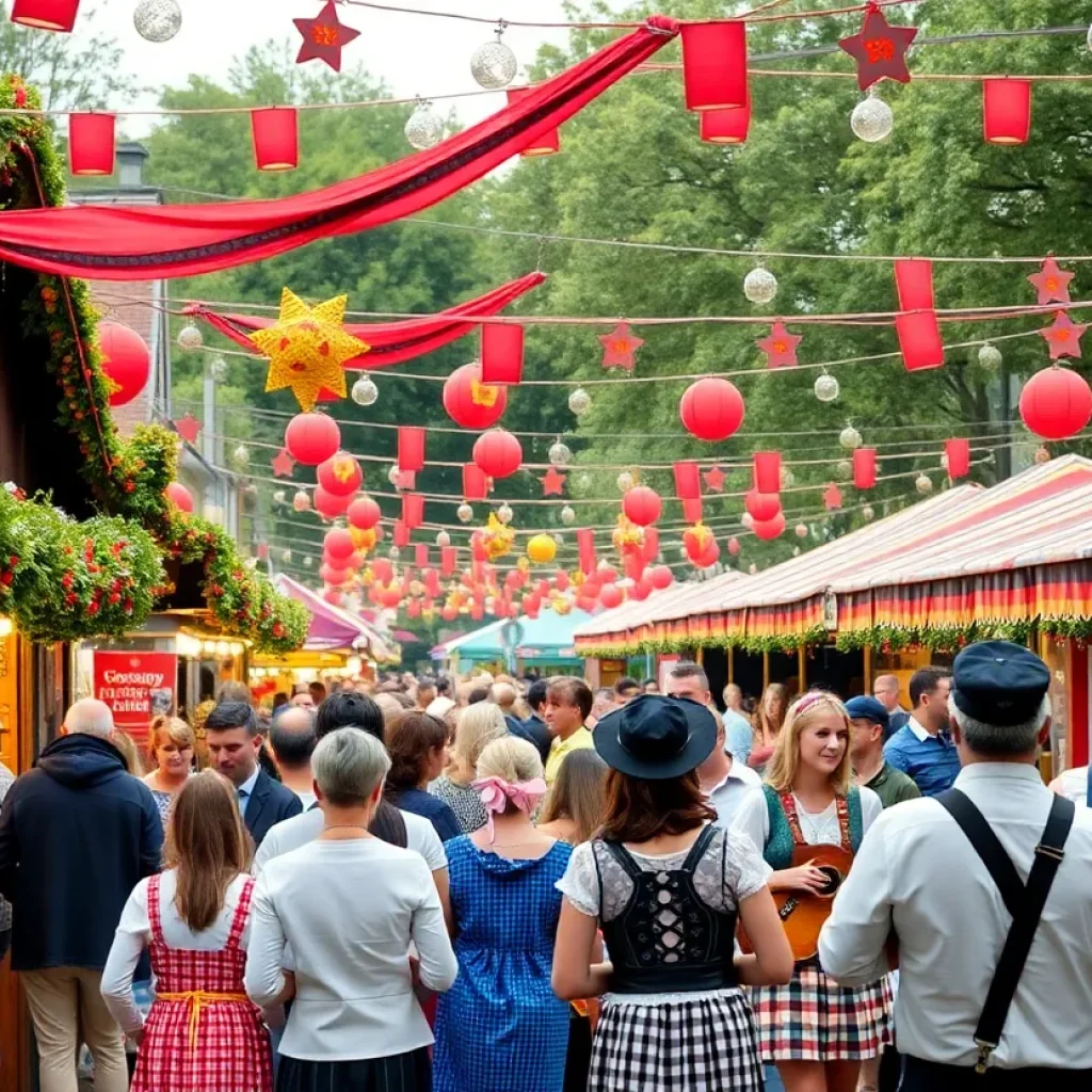 Crowd enjoying Wurstfest in New Braunfels with food and music