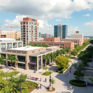 An artistic rendering of the Broadway East development project in San Antonio.