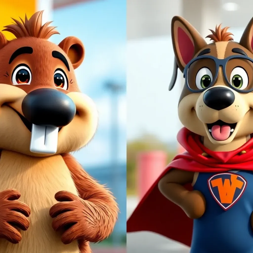 Buc-ee's Beaver and Super Fuels Dog Mascots