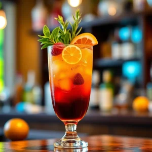 Vibrant nonalcoholic mocktails garnished with fruits and herbs