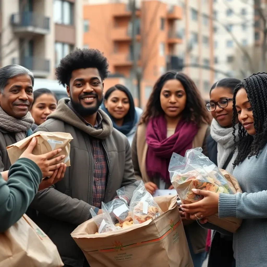 Community members providing food support to families during ICE operations