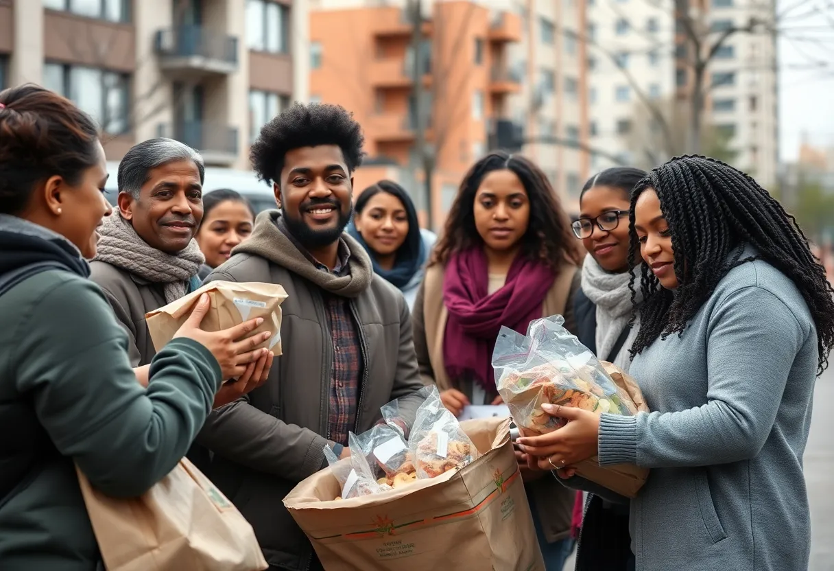 Community members providing food support to families during ICE operations