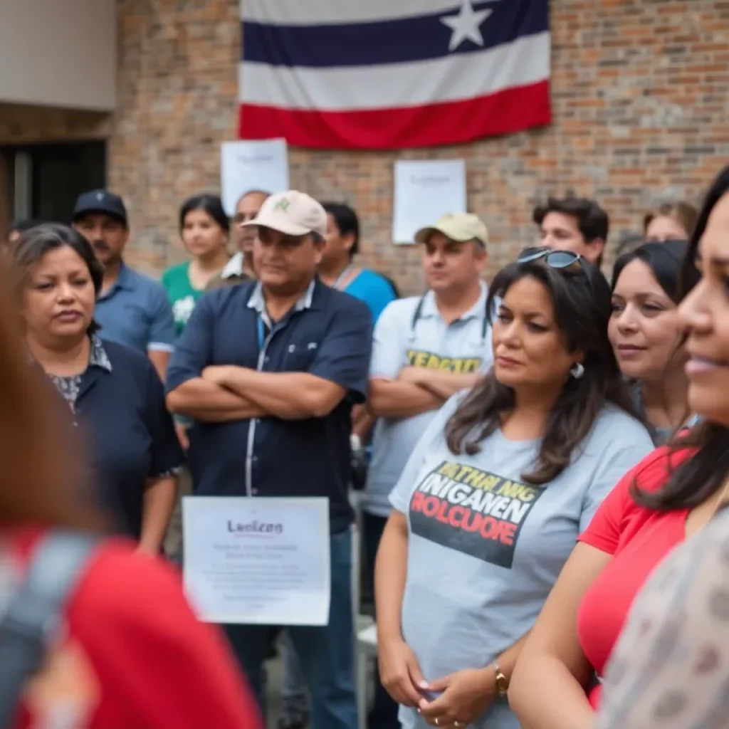 Diverse group gathering in San Antonio discussing immigration policies