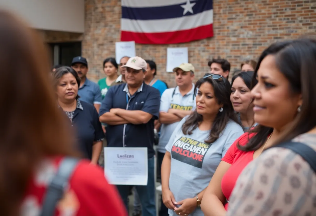 Diverse group gathering in San Antonio discussing immigration policies