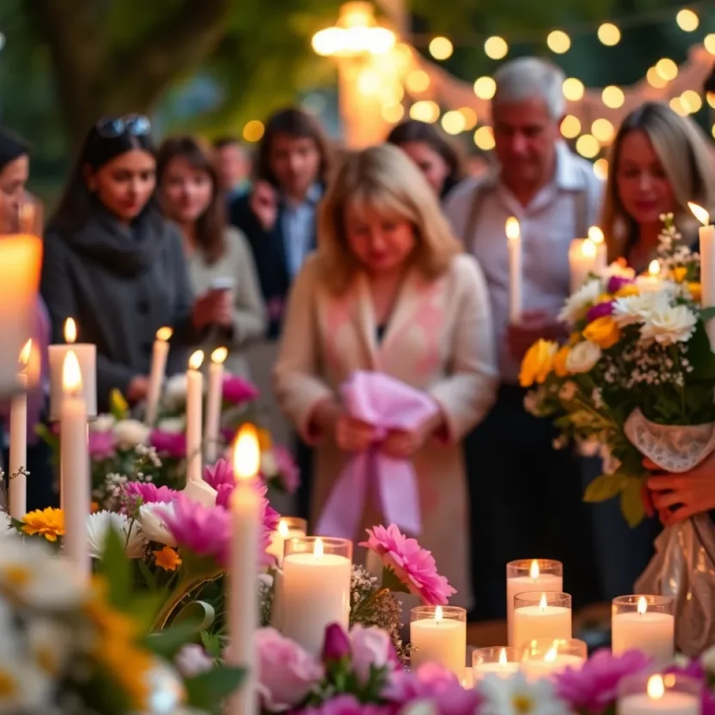 Community members gather with candles for Baby Mary