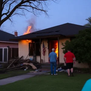 A home in Corpus Christi damaged by fire, representing loss and resilience.