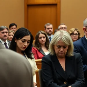 Courtroom during the Mason Lubitz murder trial showcasing jurors and witnesses.